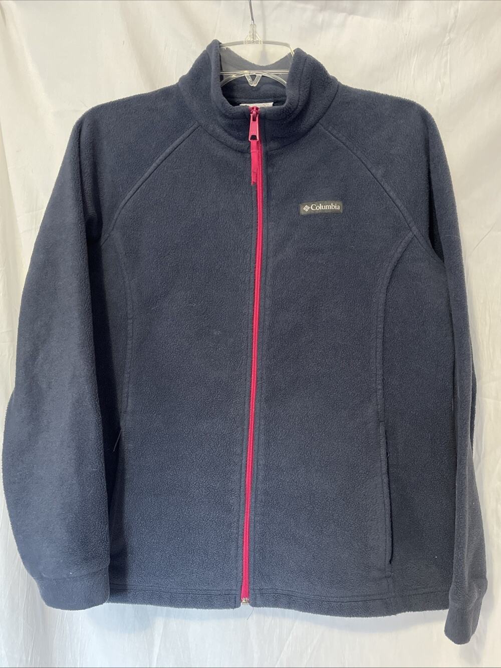 Columbia Full Zip Fleece Jacket Women's XL Blue Gray Pockets Versatile Outdoor